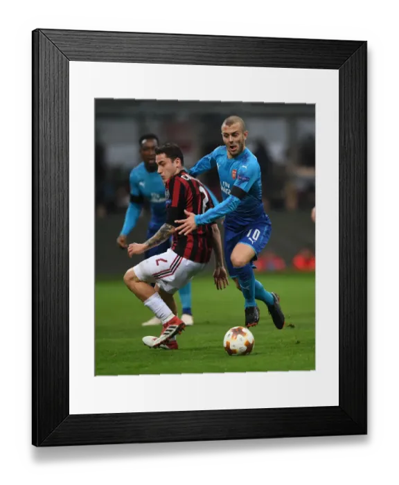 Framed Print : Jack Wilshere Dances Past Davide Calabria: Arsenal vs AC Milan, UEFA Europa League 2018