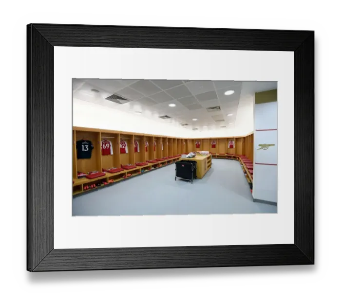 Framed Print : Arsenal Changing Room: Pre-Match Preparation (Arsenal vs. Watford, 2017-18)