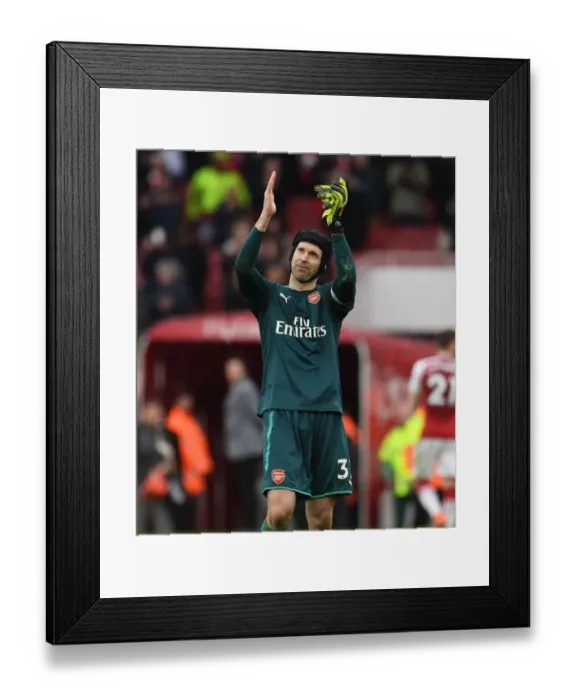 Framed Print : Arsenal's Petr Cech Celebrates with Fans after Arsenal v Watford Match Framed Print : Arsenal's Petr Cech Celebrates with Fans after Arsenal v Watford Match