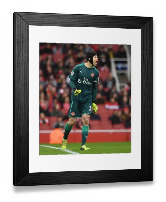 Framed Print : Petr Cech Focuses in Arsenal's Battle Against Watford (2017-18) Framed Print : Petr Cech Focuses in Arsenal's Battle Against Watford (2017-18)