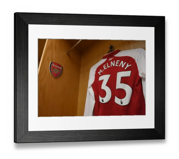 Framed Print : Mohamed Elneny's Arsenal Shirt in the Changing Room before Arsenal vs. Watford (2017-18) Framed Print : Mohamed Elneny's Arsenal Shirt in the Changing Room before Arsenal vs. Watford (2017-18)