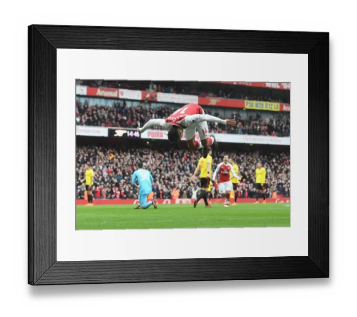 Framed Print : Arsenal's Aubameyang Scores Second Goal Against Watford (2017-18)