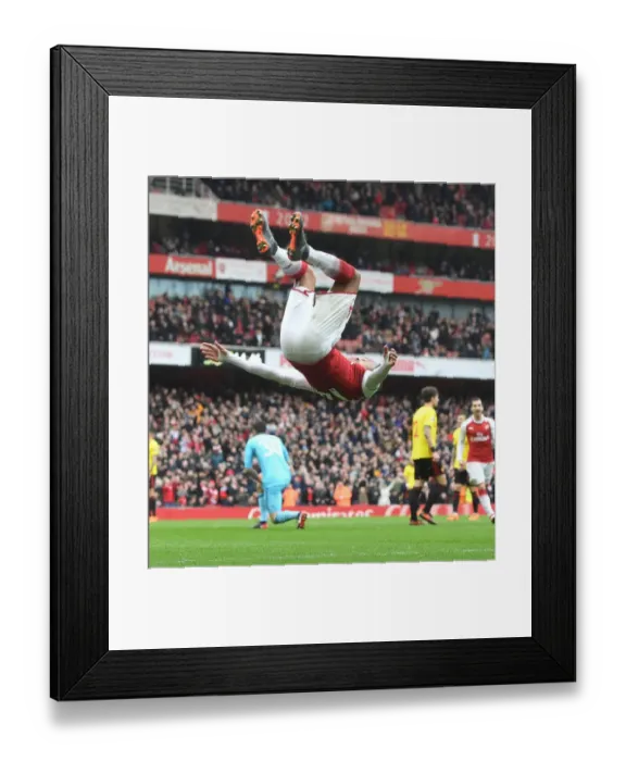 Framed Print : Arsenal's Aubameyang Scores Second Goal vs. Watford (2017-18)