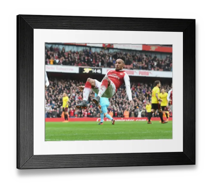 Framed Print : Arsenal's Aubameyang Scores His Second Goal Against Watford (2017-18)