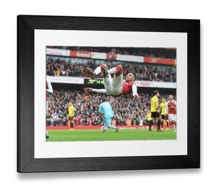 Framed Print : Aubameyang's Brace: Arsenal vs. Watford, Premier League 2017-18