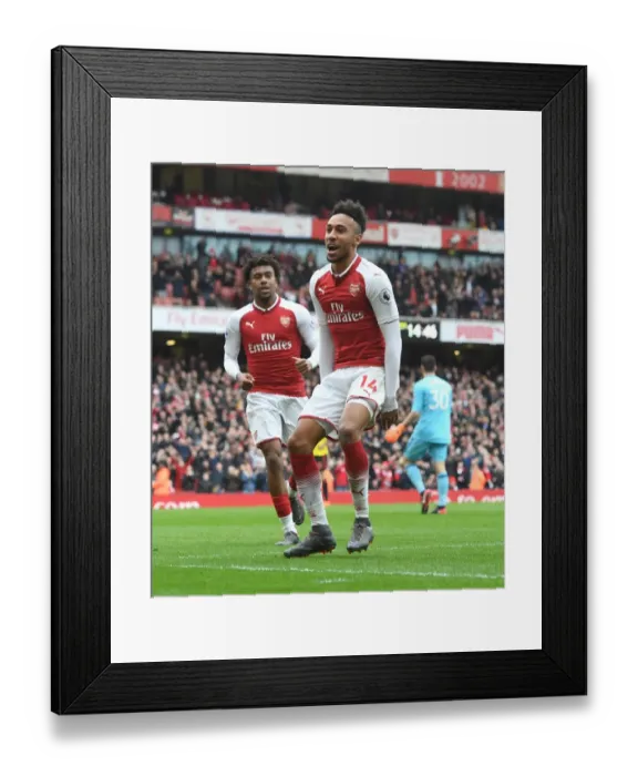 Framed Print : Arsenal's Aubameyang Scores Brace in Premier League Victory over Watford (2017-18) Framed Print : Arsenal's Aubameyang Scores Brace in Premier League Victory over Watford (2017-18)