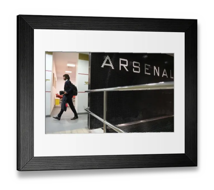 Framed Print : Mohamed Elneny Arrives at Arsenal Changing Room Before Arsenal vs Watford (2017-18)