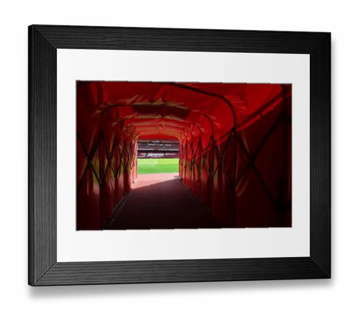 Framed Print : Arsenal at Emirates Stadium: Pre-Match Tunnel View (Arsenal vs. Watford, 2017-18)