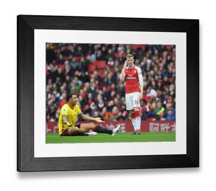 Framed Print : Arsenal vs. Watford: Intense Moment Between Rob Holding and Troy Deeney