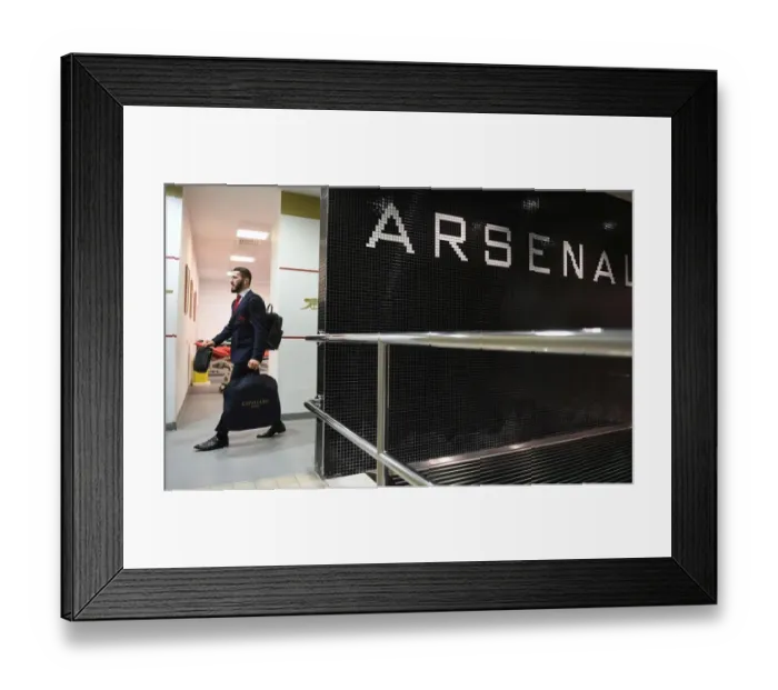 Framed Print : Sead Kolasinac Arrives at Arsenal Changing Room before Arsenal v Watford Match, 2018 Framed Print : Sead Kolasinac Arrives at Arsenal Changing Room before Arsenal v Watford Match, 2018