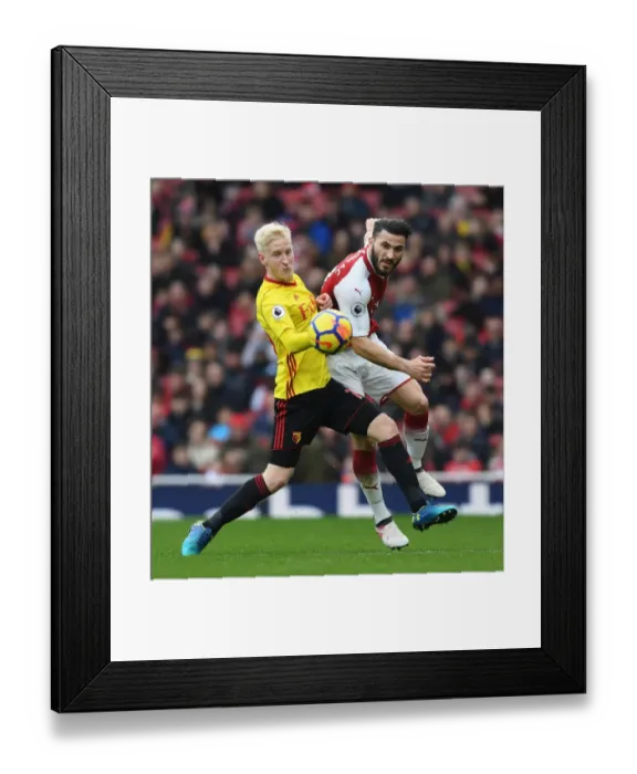 Framed Print : Clash at Emirates: Sead Kolasinac vs. Will Hughes, Arsenal vs. Watford, Premier League Framed Print : Clash at Emirates: Sead Kolasinac vs. Will Hughes, Arsenal vs. Watford, Premier League