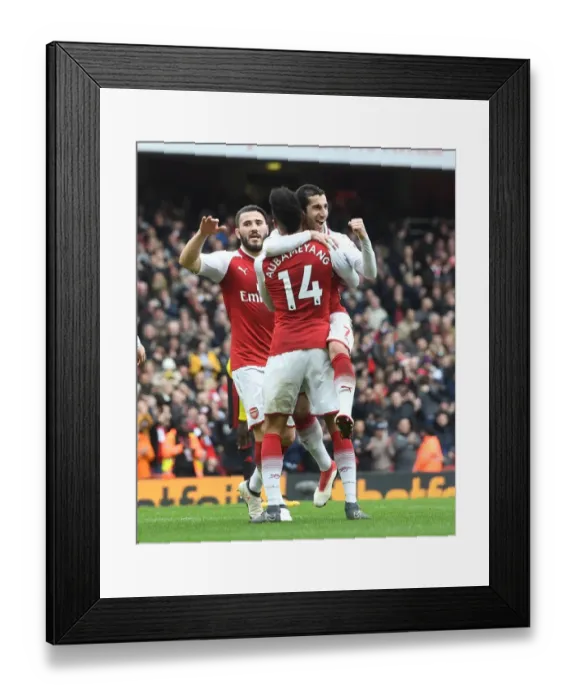 Framed Print : Arsenal Celebrate: Mkhitaryan, Kolasinac, Aubameyang Score Against Watford (2017-18) Framed Print : Arsenal Celebrate: Mkhitaryan, Kolasinac, Aubameyang Score Against Watford (2017-18)
