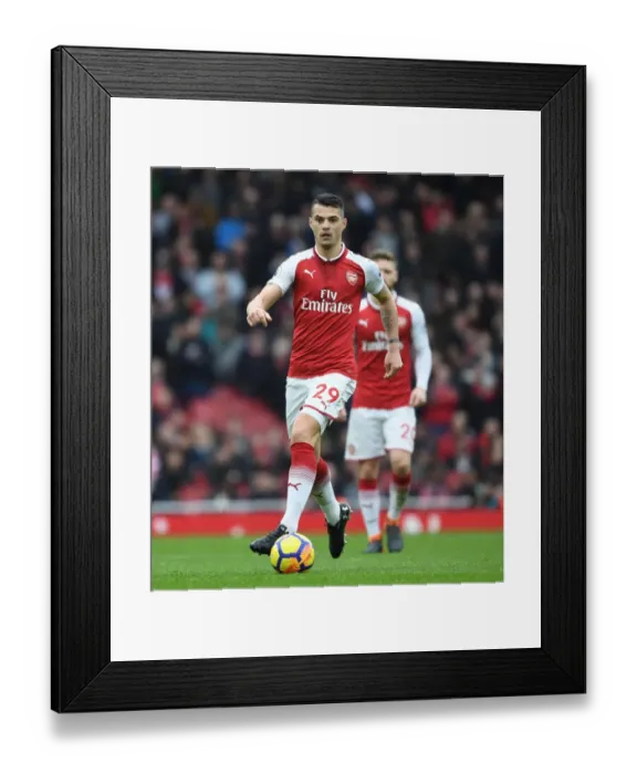 Framed Print : Granit Xhaka: Arsenal Midfielder in Action Against Watford, Premier League 2017-18 Framed Print : Granit Xhaka: Arsenal Midfielder in Action Against Watford, Premier League 2017-18
