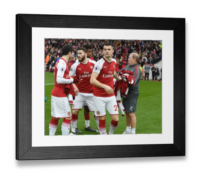 Framed Print : Granit Xhaka: Arsenal's Midfield Maestro in Action Against Watford (2017-18) Framed Print : Granit Xhaka: Arsenal's Midfield Maestro in Action Against Watford (2017-18)