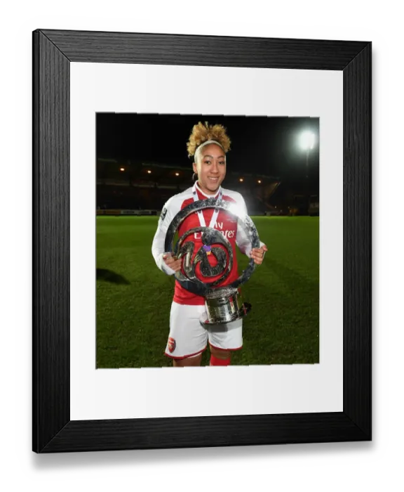 Framed Print : Lauren James Lifts the Continental Cup: Arsenal Women Celebrate Victory over Manchester City Ladies