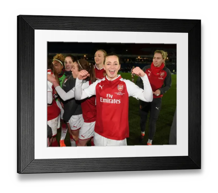 Framed Print : Arsenal Women's Katie McCabe Celebrates Continental Cup Victory over Manchester City Ladies