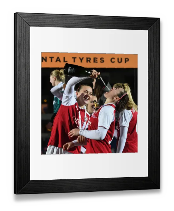 Framed Print : Arsenal Women's Continental Cup Victory: Katie McCabe and Emma Mitchell Celebrate Triumph over Manchester City Ladies Framed Print : Arsenal Women's Continental Cup Victory: Katie McCabe and Emma Mitchell Celebrate Triumph over Manchester City Ladies