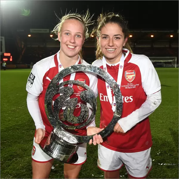 Arsenal Women's Continental Cup Victory: Beth Mead and Danielle van de Donk Celebrate with the Trophy