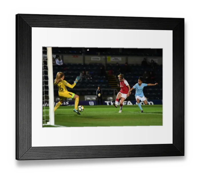 Framed Print : Vivianne Miedema Scores the Winning Goal: Arsenal Women Clinch Continental Cup against Manchester City Ladies