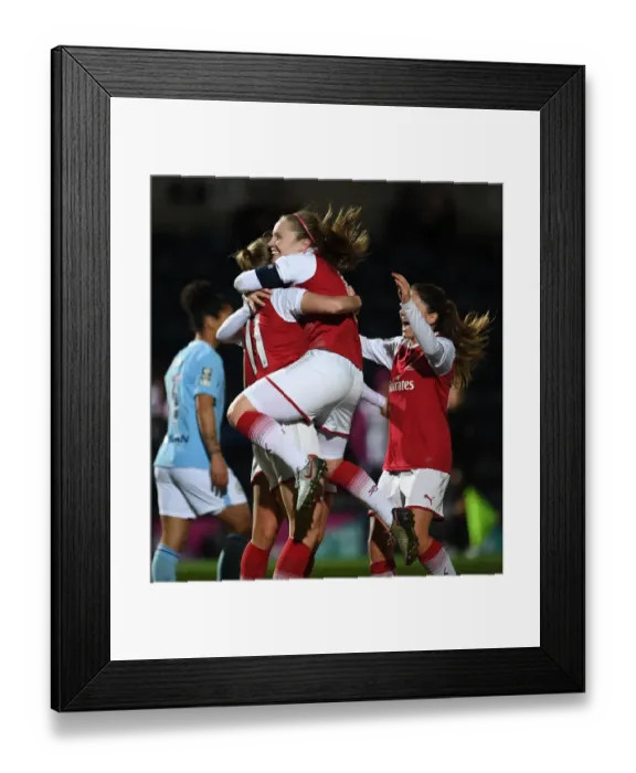 Framed Print : Arsenal Women's Continental Cup Final: Miedema and Little Celebrate Goal Against Manchester City