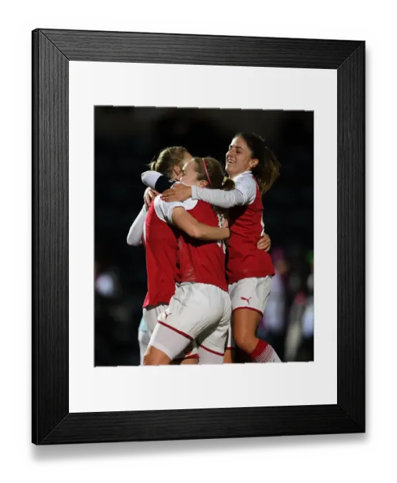 Framed Print : Arsenal Women's Continental Cup Final: Miedema, Little, and van de Donk Celebrate Goal Against Manchester City Framed Print : Arsenal Women's Continental Cup Final: Miedema, Little, and van de Donk Celebrate Goal Against Manchester City