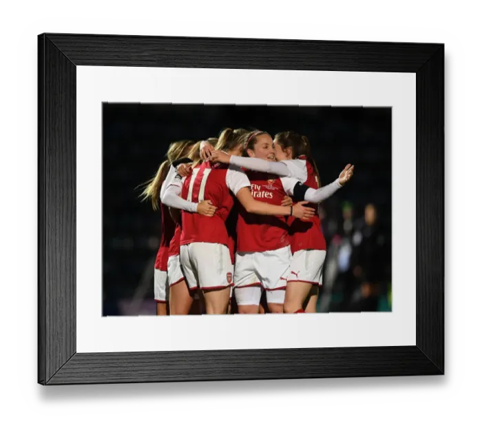 Framed Print : Miedema and Little's Euphoric Goal Celebration: Arsenal Women Clinch Continental Cup Final Against Manchester City Framed Print : Miedema and Little's Euphoric Goal Celebration: Arsenal Women Clinch Continental Cup Final Against Manchester City
