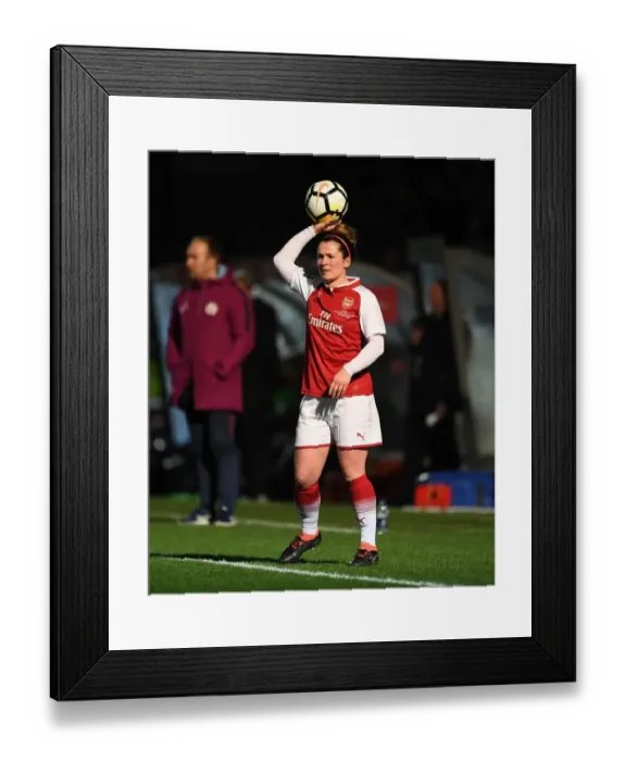 Framed Print : Arsenal's Emma Mitchell Faces Off Against Manchester City Ladies in Continental Cup Final