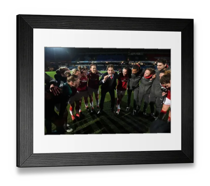 Framed Print : Joe Montemurro Leads Arsenal Women After Continental Cup Final vs. Manchester City