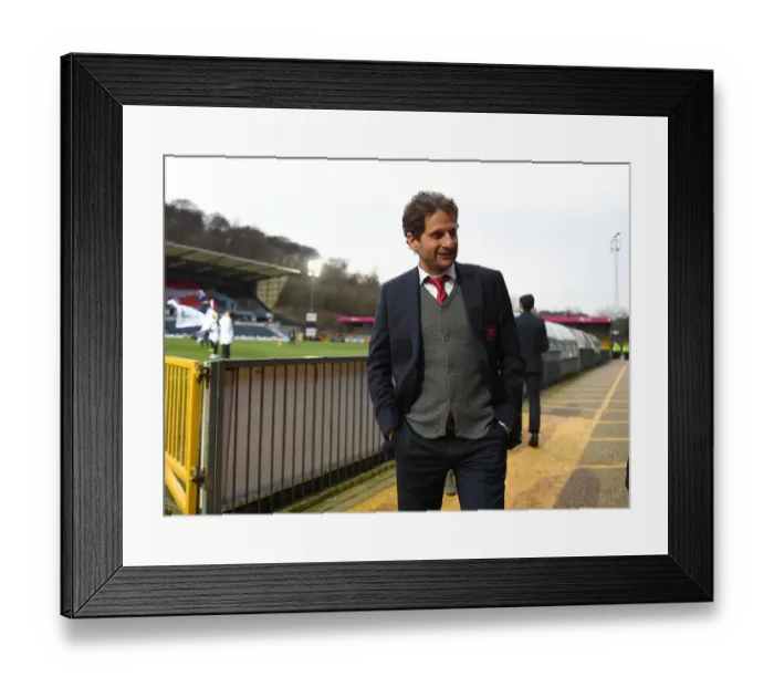 Framed Print : Joe Montemurro, Arsenal Women Manager: Pre-Match Inspection at Continental Cup Final vs. Manchester City Ladies