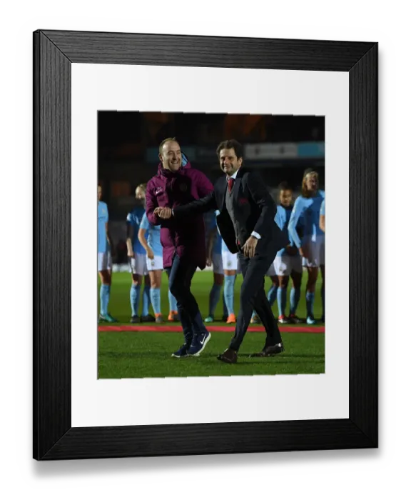 Framed Print : Montemurro vs. Cushing: FA WSL Continental Cup Final Showdown (Arsenal Women vs. Manchester City Ladies)