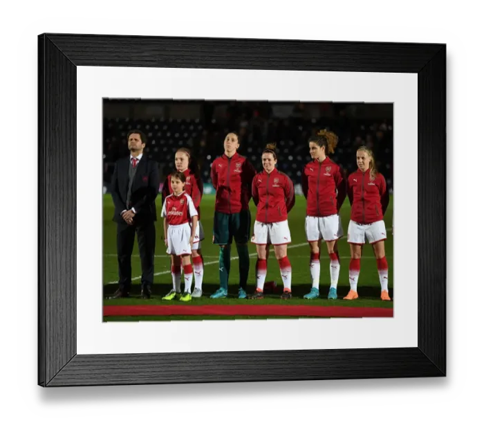 Framed Print : Arsenal Women's Team: Joe Montemurro and Stars Align Ahead of Continental Cup Final Against Manchester City
