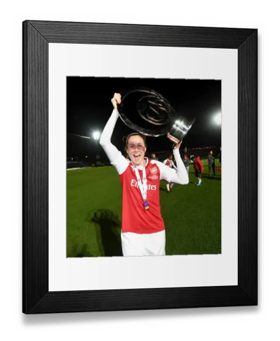 Framed Print : Heather O'Reilly Celebrates with Continental Cup after Arsenal Women's Victory over Manchester City Ladies Framed Print : Heather O'Reilly Celebrates with Continental Cup after Arsenal Women's Victory over Manchester City Ladies