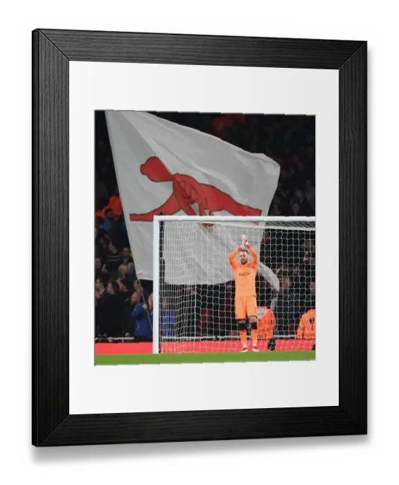 Framed Print : Arsenal's Europa League Triumph: David Ospina's Jubilant Moment after Second Goal vs AC Milan