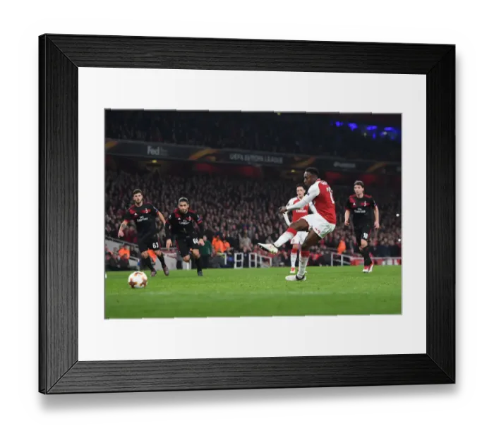 Framed Print : Danny Welbeck Scores Penalty as Arsenal Take on AC Milan in Europa League Showdown Framed Print : Danny Welbeck Scores Penalty as Arsenal Take on AC Milan in Europa League Showdown