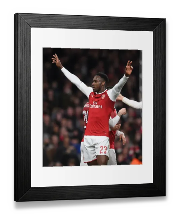 Framed Print : Danny Welbeck Scores Penalty as Arsenal Takes the Lead Over AC Milan in Europa League