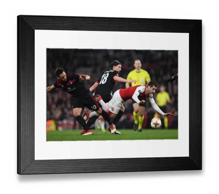 Framed Print : Arsenal vs AC Milan: Mkhitaryan Clashes with Calhanoglu and Montolivo in Europa League Showdown Framed Print : Arsenal vs AC Milan: Mkhitaryan Clashes with Calhanoglu and Montolivo in Europa League Showdown