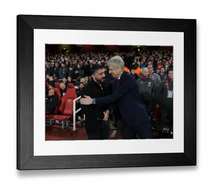 Framed Print : Arsene Wenger and Gennaro Gattuso: A Pre-Match Handshake Before Arsenal vs. AC Milan (2017-18) Framed Print : Arsene Wenger and Gennaro Gattuso: A Pre-Match Handshake Before Arsenal vs. AC Milan (2017-18)