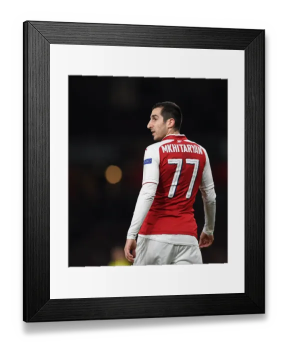 Framed Print : Arsenal's Henrikh Mkhitaryan in Action against AC Milan in Europa League Round of 16 Framed Print : Arsenal's Henrikh Mkhitaryan in Action against AC Milan in Europa League Round of 16