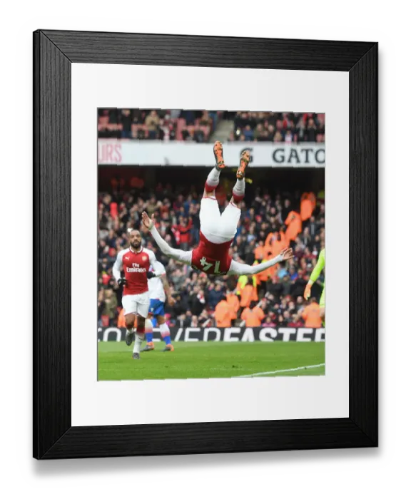 Framed Print : Arsenal's Aubameyang Scores Thriller: Premier League Victory Over Stoke City, 2017-18 Framed Print : Arsenal's Aubameyang Scores Thriller: Premier League Victory Over Stoke City, 2017-18