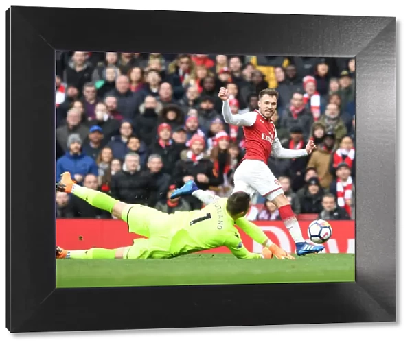 Ramsey's Shot Saved by Butland: Arsenal vs Stoke City, Premier League