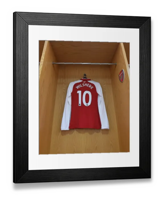 Framed Print : Jack Wilshere: Pre-Match Focus in Arsenal Changing Room (Arsenal vs Stoke City, 2017-18)