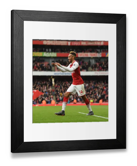 Framed Print : Arsenal's Aubameyang Scores Brace Against Stoke City in Premier League Framed Print : Arsenal's Aubameyang Scores Brace Against Stoke City in Premier League