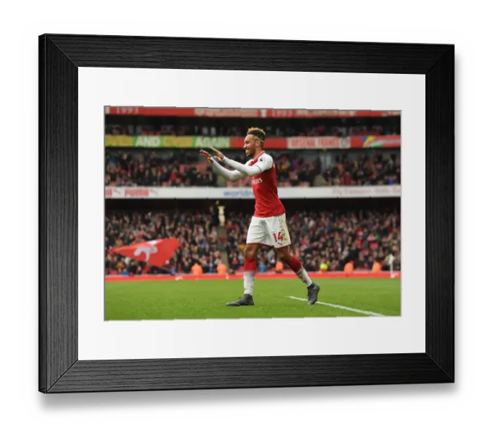 Framed Print : Arsenal's Aubameyang Scores Brace: Arsenal's Victory Over Stoke City (April 2018)