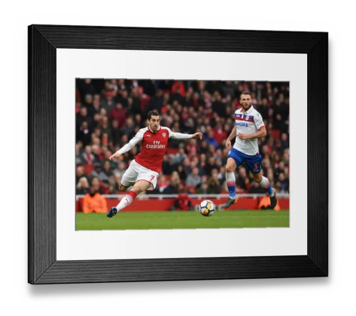 Framed Print : Mkhitaryan vs Pieters: Clash at the Emirates - Arsenal vs Stoke City, Premier League 2017-18