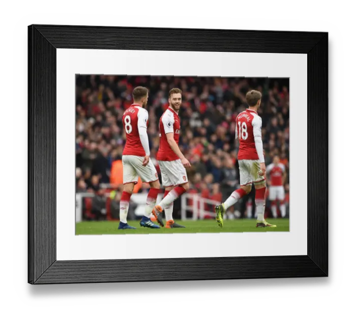 Framed Print : Arsenal: Calum Chambers and Aaron Ramsey in Deep Conversation during Arsenal v Stoke City Match, 2018 Framed Print : Arsenal: Calum Chambers and Aaron Ramsey in Deep Conversation during Arsenal v Stoke City Match, 2018