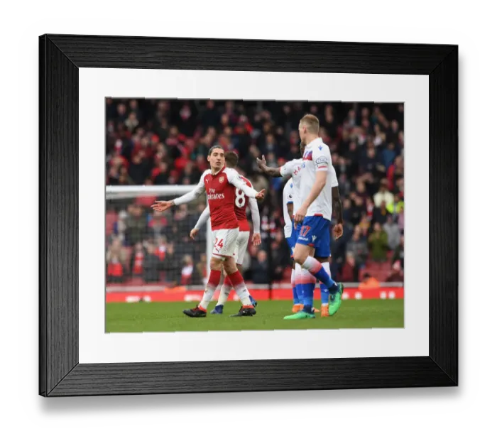 Framed Print : Arsenal's Bellerin Engages in Conversation with Stoke's Shawcross during Premier League Clash Framed Print : Arsenal's Bellerin Engages in Conversation with Stoke's Shawcross during Premier League Clash