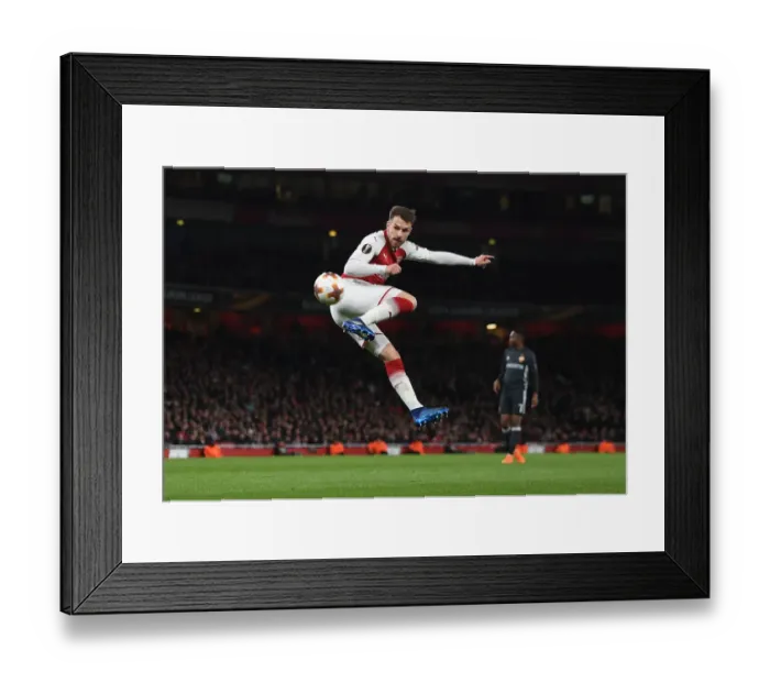Framed Print : Aaron Ramsey Scores Arsenal's Third Goal Against CSKA Moscow in Europa League Quarterfinal