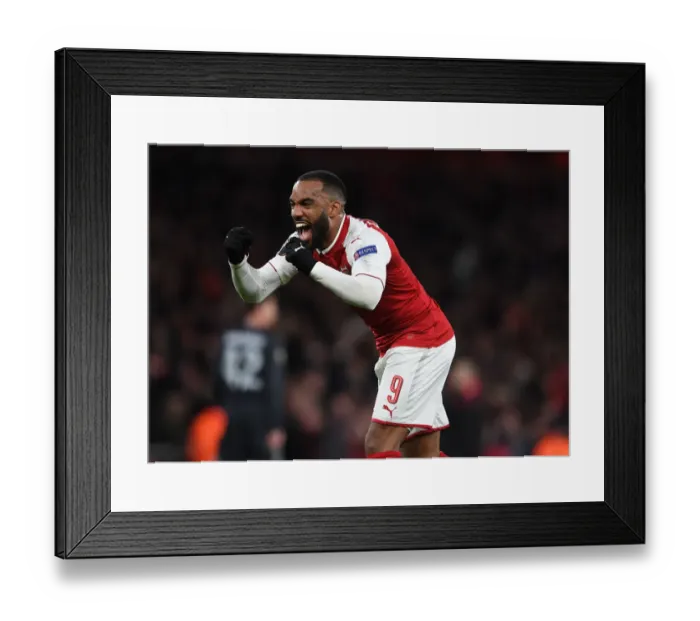 Framed Print : Alexandre Lacazette's Brace: Arsenal Crush CSKA Moscow in Europa League Quarterfinal