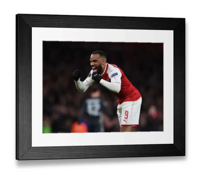 Framed Print : Alexandre Lacazette's Brace: Arsenal Crushes CSKA Moscow in Europa League Quarterfinal
