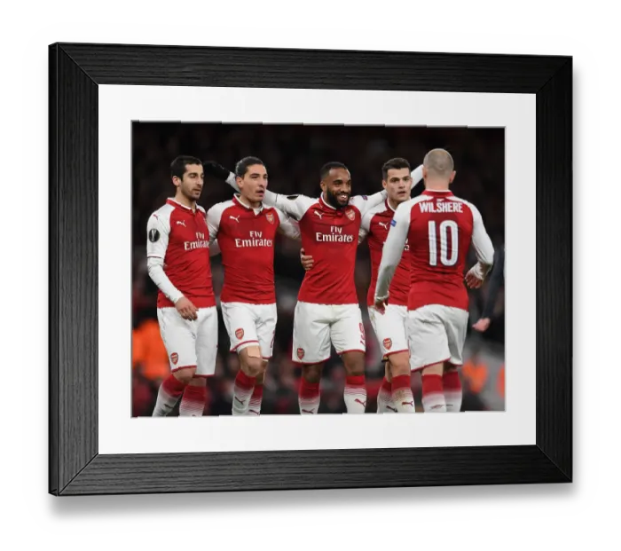 Framed Print : Arsenal's Lacazette, Mkhitaryan, Bellerin, and Xhaka Celebrate Goals Against CSKA Moscow in Europa League Quarterfinal Framed Print : Arsenal's Lacazette, Mkhitaryan, Bellerin, and Xhaka Celebrate Goals Against CSKA Moscow in Europa League Quarterfinal